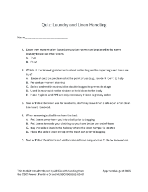 Laundry and Linen Handling Quiz