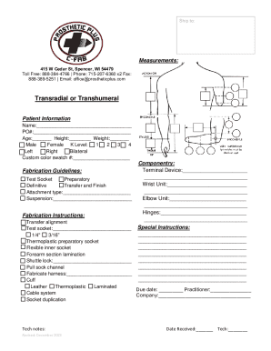 Prosthetic Fabrication Form