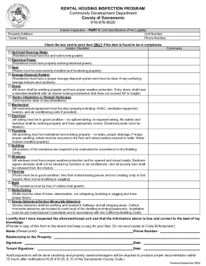 Sacramento Rental Housing Inspection Form