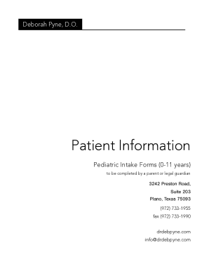 Pediatric Intake Forms (0-11 years)