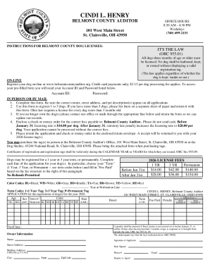 Belmont County Dog License Application