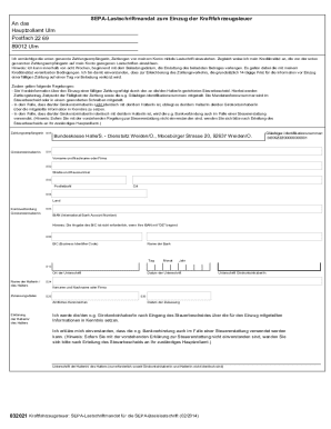 SEPA-Lastschriftmandat for Vehicle Tax