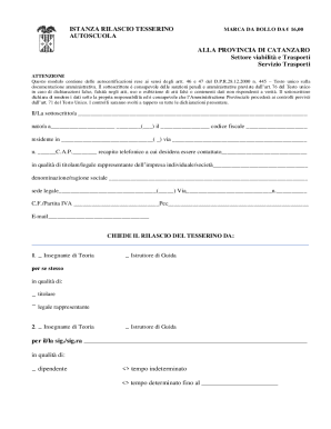 Italian Driving Instructor License Application
