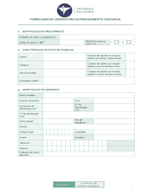 Portuguese Public Sector Job Application Form