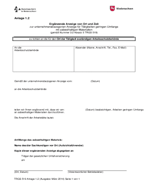 Asbestos Work Notification Form