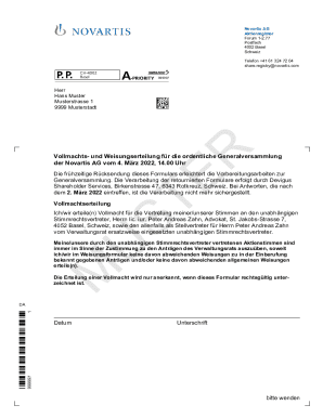 Novartis AG Proxy Voting Form