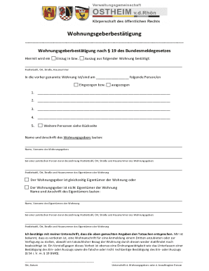 Wohnungsgeberbestätigung Form