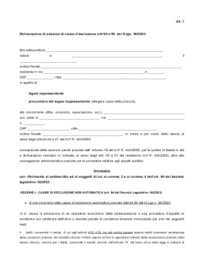 Italian Exclusion Cause Declaration Form