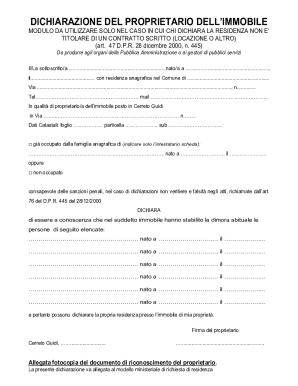 Italian Property Owner Declaration Form