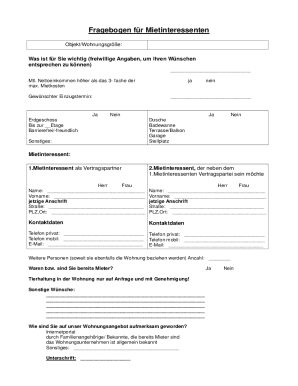 German Rental Application Form