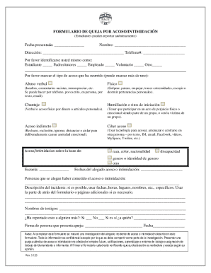 Bullying Complaint Form