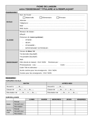 Teacher Substitute Liaison Form