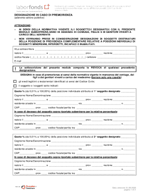Designation in Case of Premature Death Form