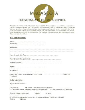 Pre-Adoption Questionnaire