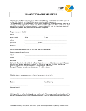 Vakantieverklaring Werkgever Form