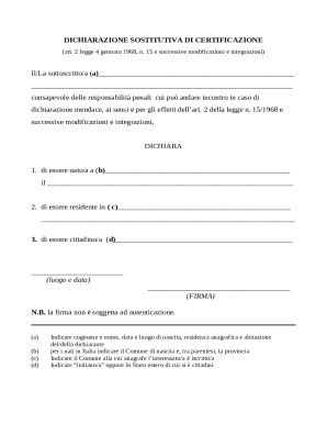 Italian Self-Certification Declaration