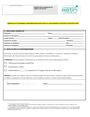 Italian Pension Fund Contribution Activation Form