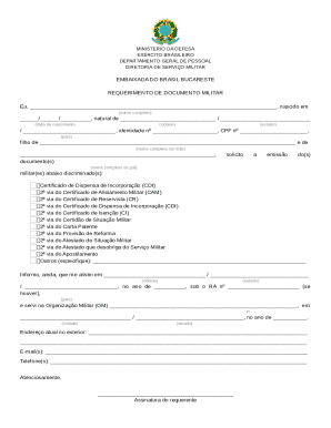 Brazilian Military Document Request Form