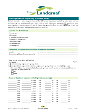 Alcoholwet Permit Application Form Model C