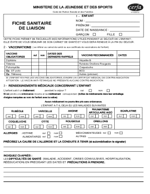 French Child Health Record Form