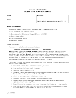 Mokelumne Federal Credit Union Mobile Check Deposit Agreement