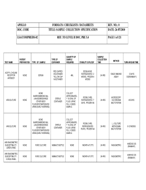 Sample Collection Specification