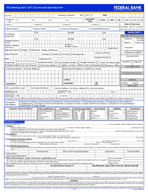 IFSC Banking Unit GIFT City Account Opening Form