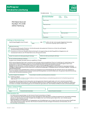 Girokonto Löschung Auftrag