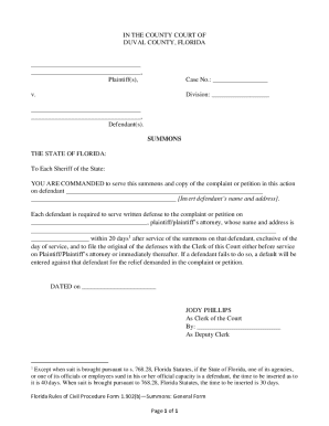 Florida Summons Form