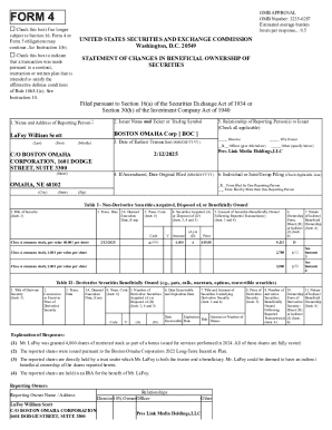 SEC Form 4 Statement of Changes in Beneficial Ownership