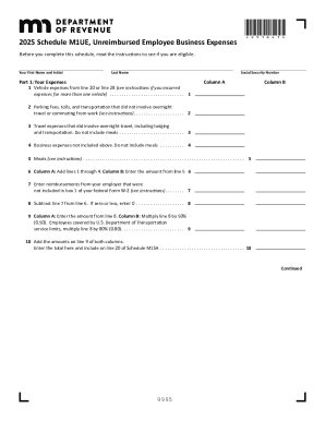 2025 Schedule M1UE, Unreimbursed Employee Business Expenses