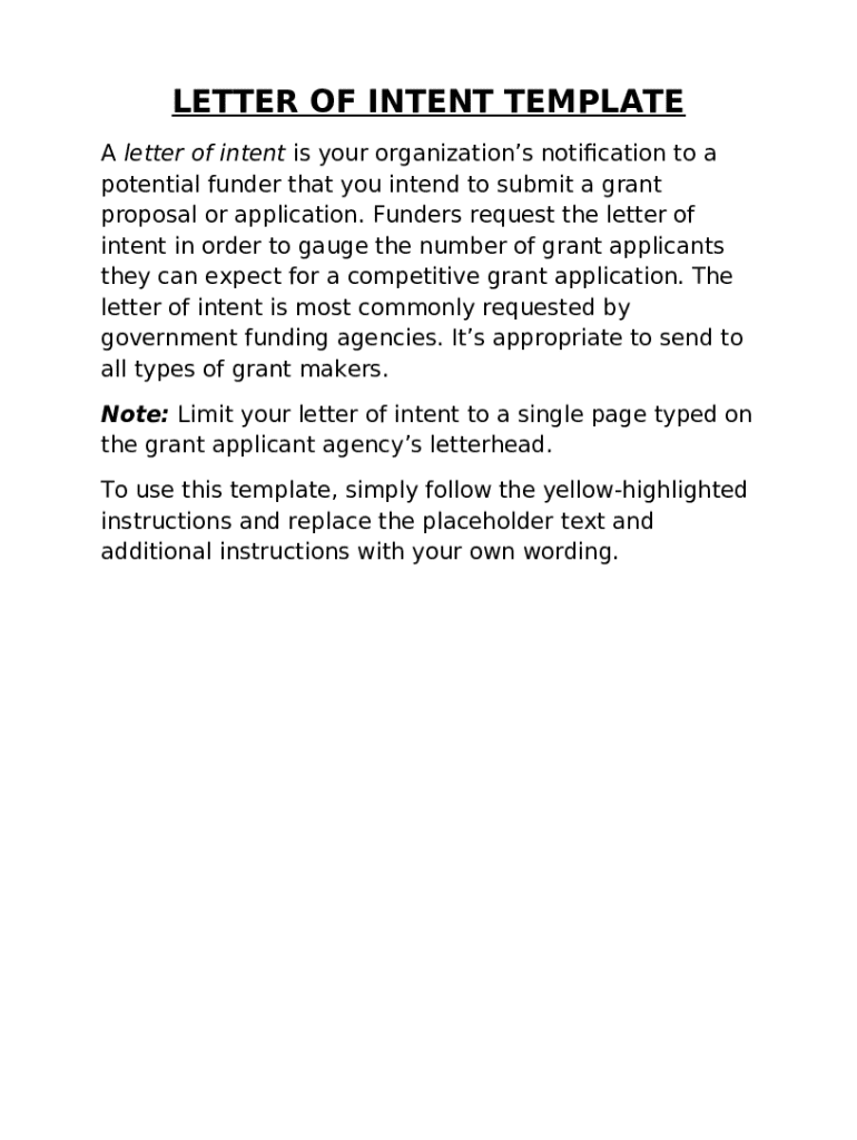 Statement Of Intent Examples Grant Grant Letter of Intent TemplateGrant Letter of Intent Doc Template ...