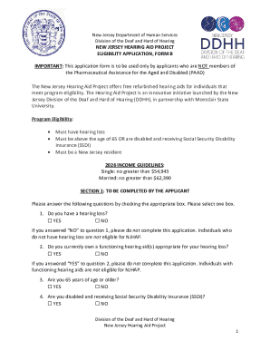 New Jersey Hearing Aid Project Eligibility Application
