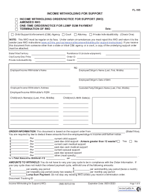 Income Withholding Order for Support