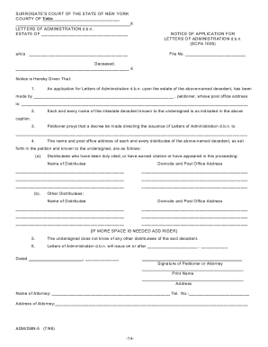 New York Letters of Administration