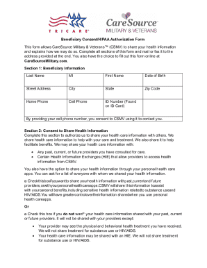 Beneficiary Consent/HIPAA Authorization Form