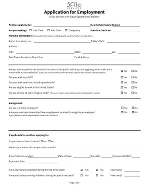 Application for Employment