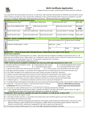 Minnesota Birth Certificate Application