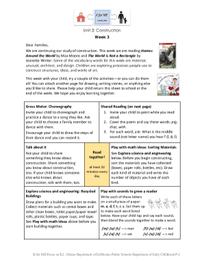 Construction Activity Sheet