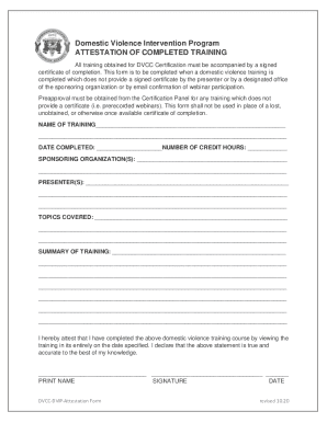 Domestic Violence Training Attestation Form