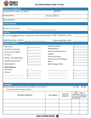 Self-Employment Form TY 2025