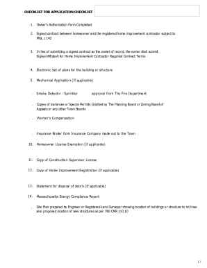 Application Checklist for Home Improvement