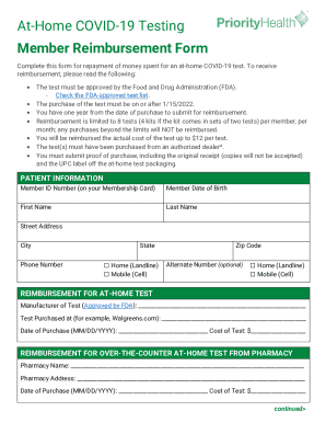 At-Home COVID-19 Testing Reimbursement Form