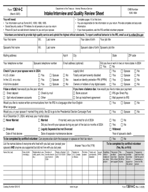IRS Form 13614-C Tax Interview Sheet