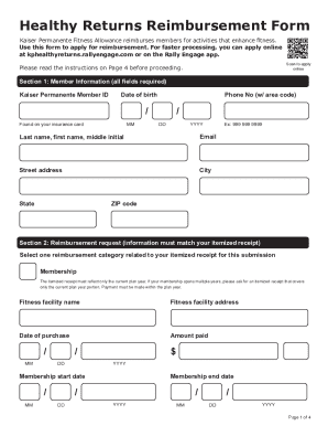 Kaiser Permanente Fitness Reimbursement Form