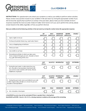 QuickDASH-9 Health Assessment Form