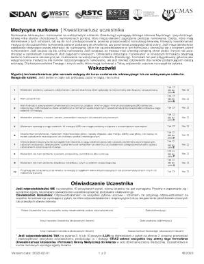 Diving Medical Questionnaire
