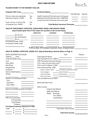 2025 Farm Income and Expenses Form