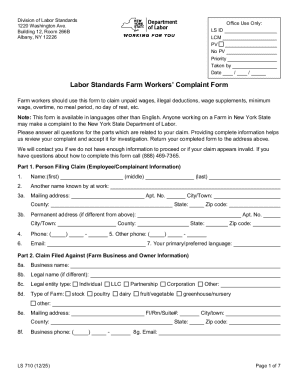 New York Farm Workers’ Complaint Form