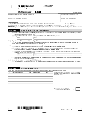 PA Special Tax Forgiveness Form 2025